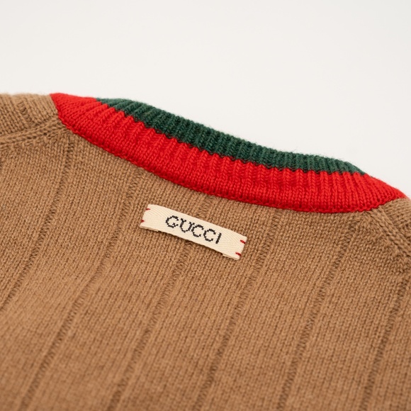 size M Gucci Camel Brown Cashmere Cable Knit Vest Web - Picture 11 of 13